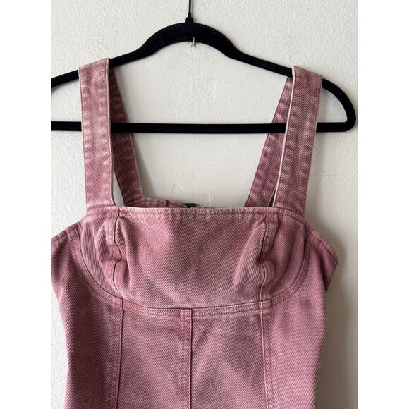 Urban Outfitters Pink Overall Dress Women’s Size Small Open Buckle Back Mini - Picture 3 of 8